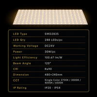 Feuille de rétroéclairage LED flexible découpable 10W CRI90 288 LED DC24V pour comptoirs en quartz et rétroéclairage de verre, garantie 3 ans