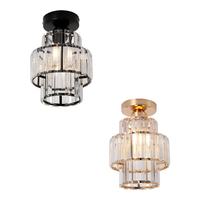 Plafonnier moderne en cristal doré, encastré, en verre côtelé, 3 niveaux cylindriques, pour chambre à coucher, couloir