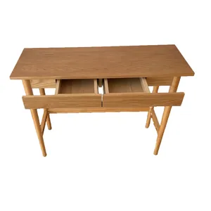 OEM ODM Tiroirs tissés en rotin scandinave personnalisés Pieds en chêne Placage MDF Bureau