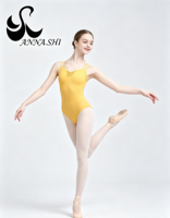 Maillot de Ballet para Mujer con Doble Tirante, Fruncido Frontal y Espalda Cruzada, Ideal para Gimnasia y Danza