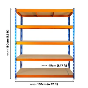 Công nghiệp Heavy Duty thép boltless kệ với ván/MDF Kệ 400kg udl 5-Layer sơn tĩnh điện Kho Giá - Product Image 1