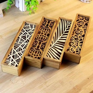 Simple desktop <b>storage</b> wooden <b>box</b> with <b>drawer</b> design, hollowed-out carving, multi-purpose wooden <b>storage</b> <b>box</b>, incense <b>box</b> - Product Image 4