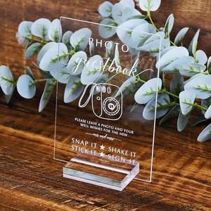 <span class=keywords><strong>Fuente</strong></span> moderna de 5x7 pulgadas, soporte de letrero de boda de acrílico transparente, estante de exhibición con aspecto de cristal para evento de fiesta de recepción - Product Image 4