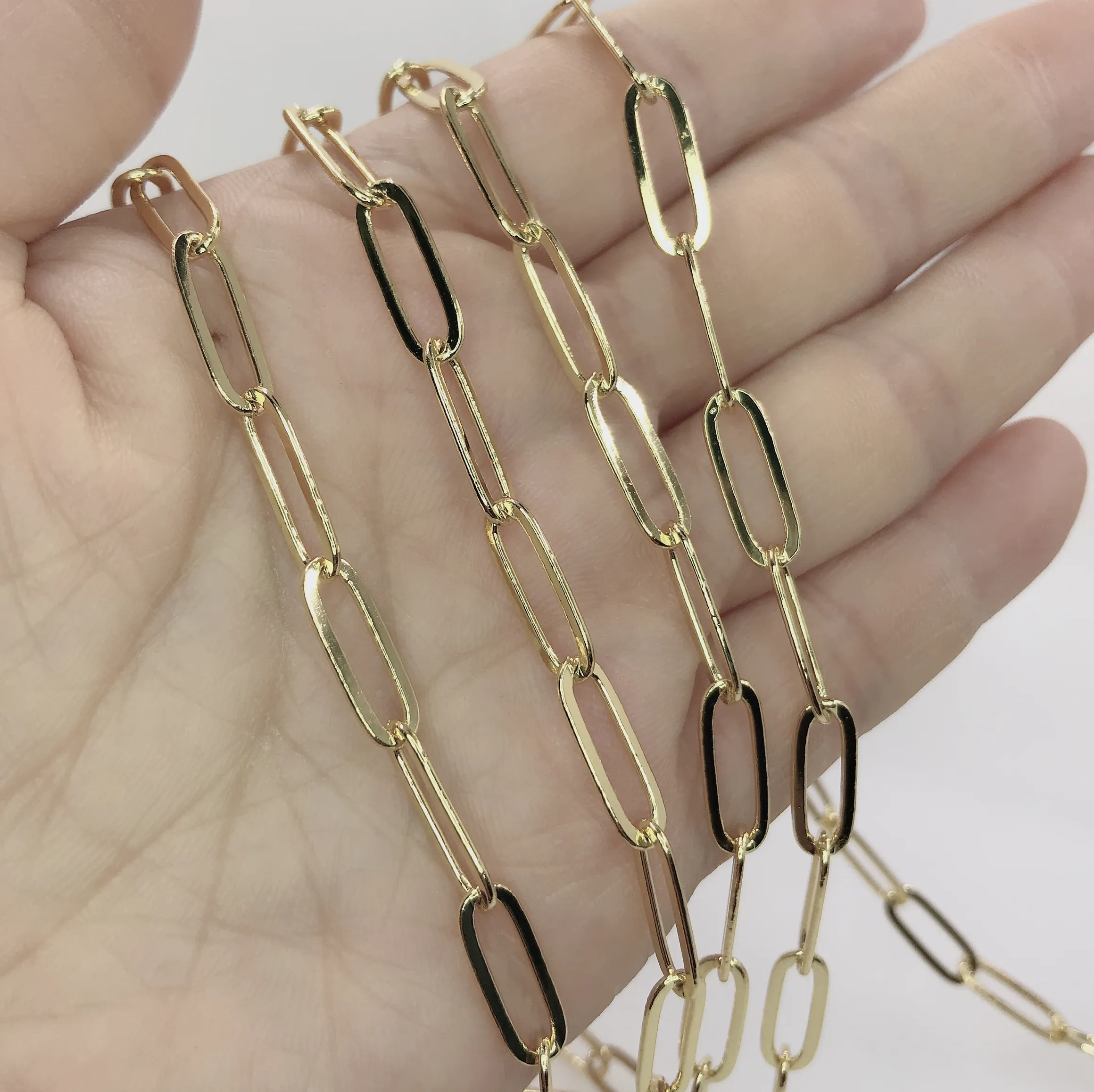 Wholesale High quality copper 24k gold plated chain roll brass chain for jewelry making