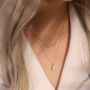 LZN04 RINNTIN pequeño colgante collar joyería personalizada collar 925 Plata gota de agua 8A Premium Cubic Zirconia collares - Product Image 3