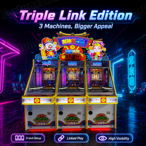 Máquina recreativa Coin Pusher para 3 jugadores, conectable, con sistema de canje de tickets fácil de personalizar, juego de 9 rejillas para FEC - Product Image 1