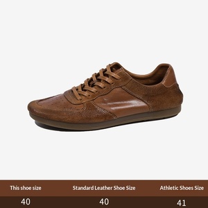 BRIGHT FEATHER Chaussures Rétro Marron <span class=keywords><strong>en</strong></span> <span class=keywords><strong>Cuir</strong></span> Véritable Peintes à la Main à Lacets Respirantes Décontractées pour Hommes Faites à la Main - Product Image 6