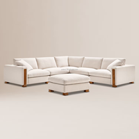 Canapé modulaire en forme de L FERLY, rembourré, 5 pièces avec ottoman, reconfigurable pour salon