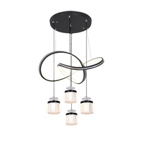 Lampu Gantung LED Clover Modern Iron Gaya Prancis dengan Ketinggian yang Dapat Disesuaikan, Warna Emas/Hitam/Putih untuk Ruang Tamu dan Ruang Makan