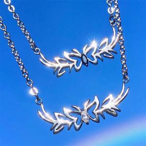 Fashionable Simple Hollow Out Stainless Steel Jewelry butterfly <b>Necklace</b> for Women - Product Image 2