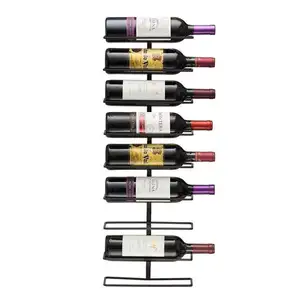 9 Bottle Wine Display Rack Platzsparende Geschäfte Neun Standard-Wein-und Champagner flaschen Horizontal an der Wand montierte Metall-Wein regale
