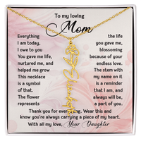 Collier Pendentif Classique en Cuivre Personnalisé avec Nom de Fleur pour Maman - Carte Texte Personnalisée - Cadeau Fête des Mères UIONEN Craft DIY 524