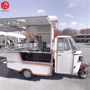 Op Maat Gemaakte Fast Food Truck Met Volledige Keuken Elektrische Ijskar Piaggio Ape Food Truck Te Koop Koffie Vrachtwagen Driewieler