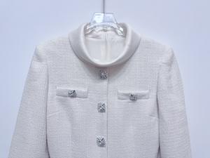 Bettergirl 2026 Ramadan Abito Casual Elegante Francese <span class=keywords><strong>in</strong></span> <span class=keywords><strong>Tweed</strong></span> Bianco Avorio a Maniche Lunghe - Product Image 6