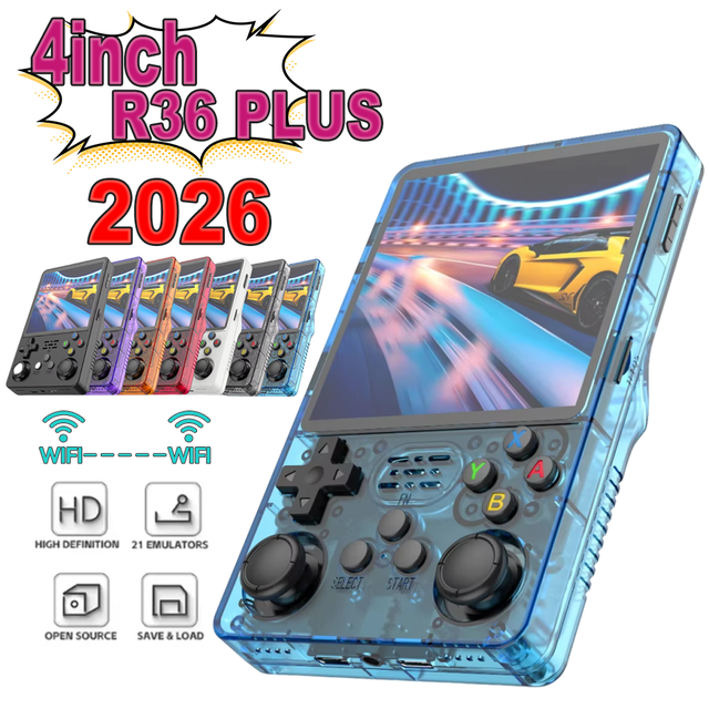 R36 PLUS 4.0 Inch Retro Handheld Game Console WIFI Preinstalled Emulator System Portable Gaming Player Children's Gift