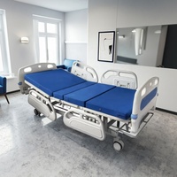 Lit d'hôpital moderne pliable et réglable avec barreaux en aluminium et tête de lit en PP, base en acier durable, construction métallique