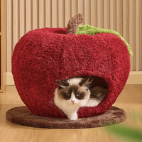 Lit pour chat en forme de pomme, mignon, sûr, écologique, design de dessin animé, gain de place, pour toutes les saisons