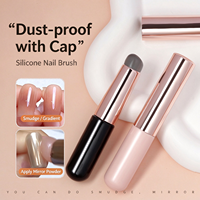 Pena Stempel Kuku Silikon Bulat untuk Seni Kuku Ombre Gradient Blooming, Bodi Logam, Tutup Anti Debu, Portabel, Mudah Digunakan