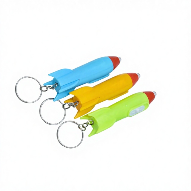 New Small Rocket Mini Plastic Strong Light LED Keychain Flashlight Carry Creative Wholesale