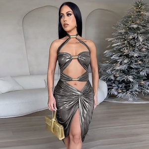 Re Mcgreen Star Sexy Night Club Boutique da donna in rete traforata Sexy da Club che appende il collo vestito con lacci da donna - Product Image 1