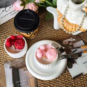 Flower Shaped Scented Gypsum <b>Cup</b> Candle Ribbed Gypsum Vessel Home Desktop Ornament For Wedding Guest Gift - Product Image 4