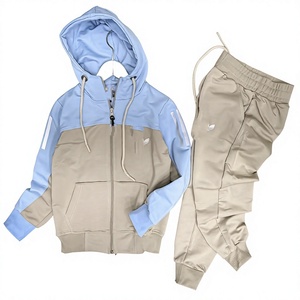 Ensemble de survêtement 2 pièces pour enfants, couleur personnalisée, effet délavé vintage, en velours, col en V, coupe décontractée, bas élastique, unisexe, été - Product Image 1