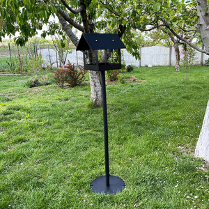 Mangeoire à oiseaux JH-Mech personnalisée, facile à nettoyer, design maison, en acier au carbone, pour extérieur, à poser dans le jardin - Product Image 3