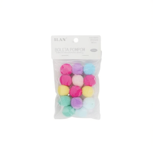 Ilan Bolita Pompom 2.5Cm Colore Macaron 15 Pezzi Decorazioni Artigianali - Product Image 1