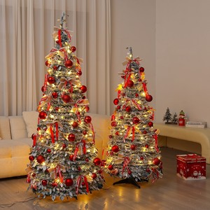 Albero di Natale Artificiale Pre-Decorato Pieghevole per Decorazioni Festive (Rosso, Rosa e Bronzo) - Product Image 2