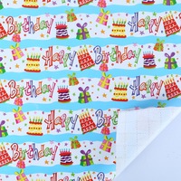 Papel de Regalo Desechable de Doble Cara con Diseño de Pastel de Cumpleaños, Personalizable, Impresión Digital