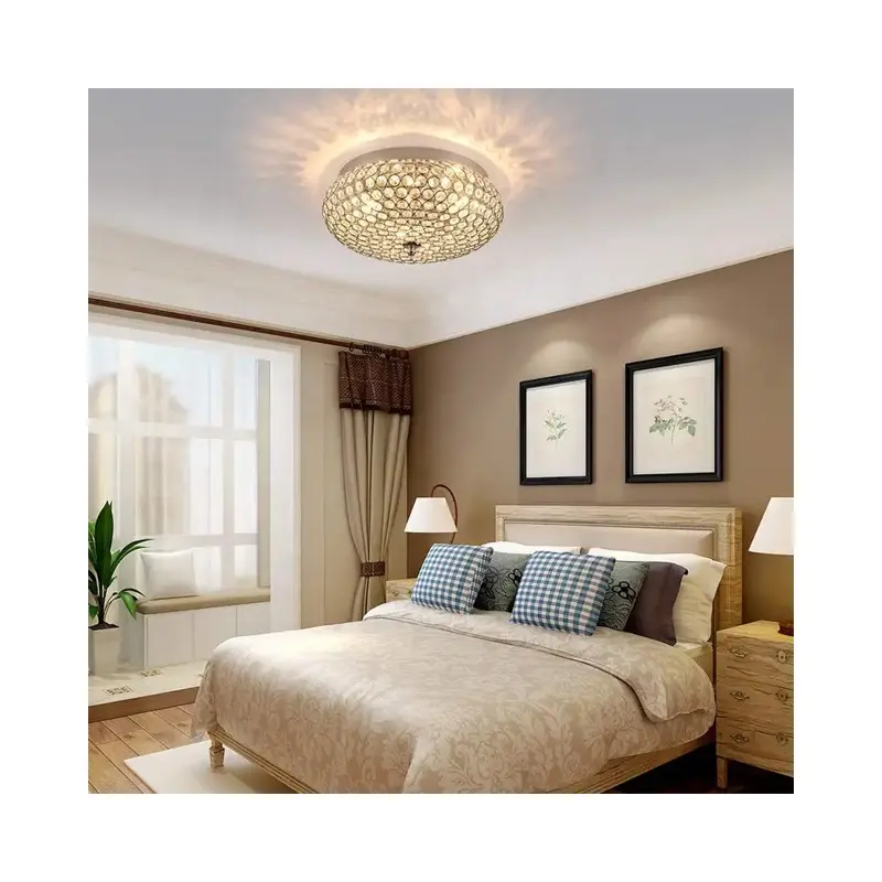 3-Light Chrome Finish Crystal LED Flush Mount Light Fixture, Ceiling Light Fixture E12, 4W For Bedroom