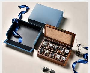 Özel high-end vintage kazınmış pu deri ahşap saat saklama kutusu adam 24 yuvaları izle organizatör durumda üreticisi - Product Image 5