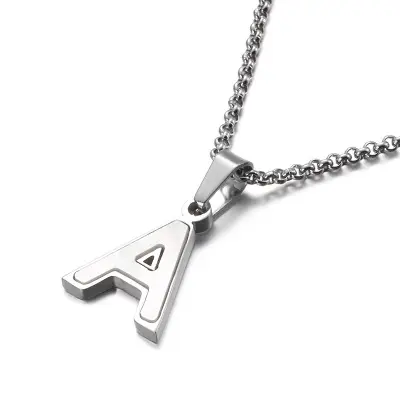 Letter Necklaces Stainless Steel Necklace for Men Women Boy Girl Shell Necklace
