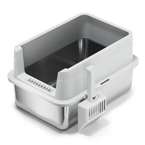 Cat <b>Litter</b> <b>Box</b> Rectangle Metal Plastic Semi Enclosed Splash Proof Extra <b>Large</b> For Cats - Product Image 3