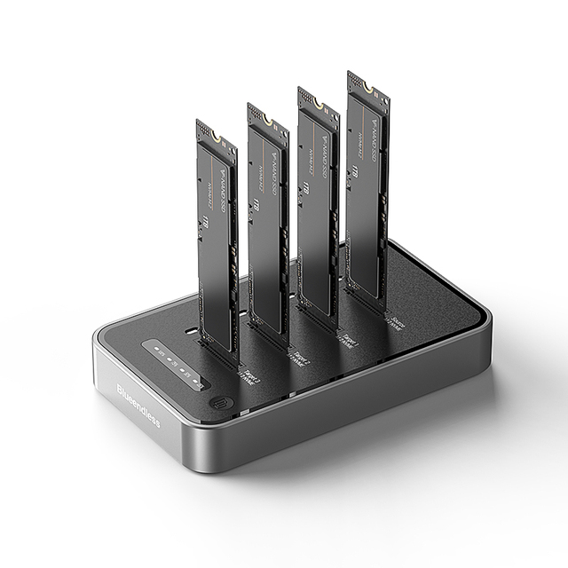 USB4 NVME 4 Bays Tool Free NVME M.2 SSD Enclosure SSD External Case with 1:3 Clone Duplicator Solid State Drive M2 NVME