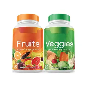 New arrival OEM Hot Sale Fruit and Vegetable Supplements Made with Whole Food Super foods and 90 Veggie and 90 Fruit Capsule