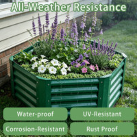 Bac à légumes surélevé en acier galvanisé 130x130x45cm, hexagonal, en métal, pour jardin potager à domicile
