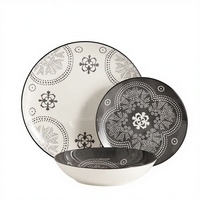 Service de table en porcelaine émaillée à motifs floraux, 12 pièces - Durable et réutilisable, sans BPA, écologique, cadeau d'affaires moderne