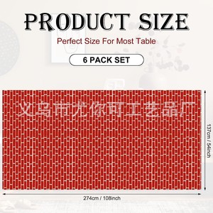 Nappe jetable en plastique sur le thème des briques rouges, 137x274cm, pour décorations de fête d'anniversaire et de pique-nique - Product Image 3
