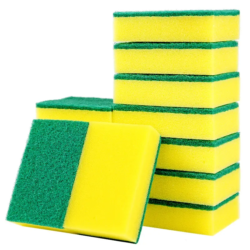 Atacado duplo lado cozinha limpeza escova esponja bloco de limpeza doméstica esponja esfregão esponja de lavagem de louça doméstica