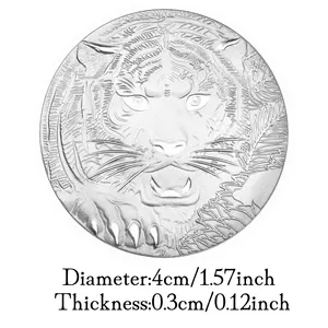 टाइगर पैटर्न मेडल के साथ ड्रैगन फाइट्स प्राचीन आइसा मिथक किंवदंतियां बासो-रिलीवो सिल्वर प्लेटेड स्मारक सिक्के