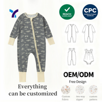 Combinaison bébé douce en viscose de bambou, personnalisable, double fermeture éclair, pour l'automne et l'hiver, 4-6 mois, OEM/ODM