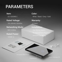 Saklar lampu Panel kaca 2 Gang, saklar cerdas sentuh dinding WiFi 2.4GHz banyak kontrol, hitam putih