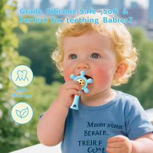 Sonajero de Silicona para Bebés al por Mayor, Juguete <span class=keywords><strong>Mordedor</strong></span> de Fácil Agarre para 0-12 Meses, Color Personalizado con Caja de Almacenamiento y Cadena OEM - Product Image 5