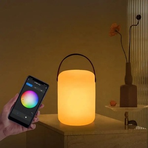 Lanterne portable de style cylindre moderne, commande par application intelligente, rechargeable par USB, fonctionne sur batterie, lampe de table LED sans fil - Product Image 6