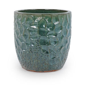 Jardinière en céramique elliptique en poterie émaillée vert foncé de style américain vintage - Écologique, durable, pour l'intérieur et l'extérieur, pour la maison et le jardin - Product Image 5