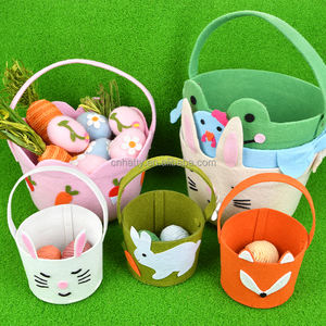 Cesta de Conejito de Pascua Portátil Hecha a Mano Personalizada, Bolsa de Fieltro para Niños con Asas para Dulces de Pascua, Decoraciones de Regalo - Product Image 5