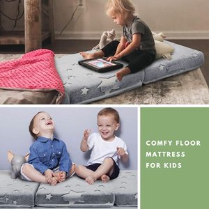 Children's <b>Sofa</b> Bed With Stars Pattern Foldable Washable Educational Foam Seat For <b>Kids</b> Age 2 And Above - Product Image 4