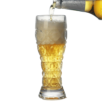 Chope à bière en verre transparent gaufré, grande capacité, pour bière artisanale, vaisselle de bar pour jus et boissons