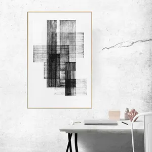 Ink style brush abstract paintings and wall art black and white design print on canvas for home decor Crystal porcelain painting